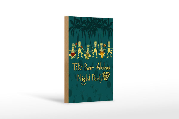Holzschild Alkohol 12x18cm Tiki Bar Aloha Night Party