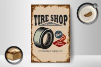 Holzschild Retro 12x18cm Tire Shop Reifen Service