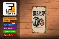Holzschild Retro 12x18cm Tire Shop Reifen Service