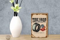 Holzschild Retro 12x18cm Tire Shop Reifen Service