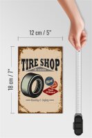 Holzschild Retro 12x18cm Tire Shop Reifen Service