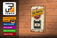 Holzschild Retro 12x18cm Extra Life Auto Batteries