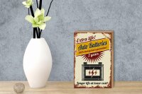 Holzschild Retro 12x18cm Extra Life Auto Batteries