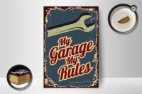 Holzschild Hinweis 12x18cm My garage my rules