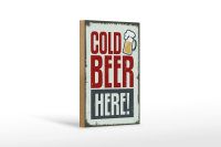 Holzschild 12x18cm Cold beer here Bier