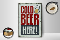 Holzschild 12x18cm Cold beer here Bier
