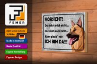 Holzschild Spruch 18x12cm Vorsicht Hund Du siehst mich nicht