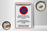 Holzschild Hinweis 12x18cm Feuerwehrzufahrt nach §22VVB
