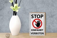 Holzschild Hinweis 12x18cm Stop Einfahrt verboten