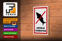 Holzschild Hinweis 12x18cm Angeln verboten Schild