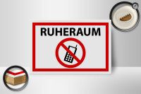 Holzschild Hinweis 18x12cm Ruheraum Handy verboten