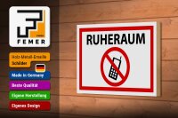Holzschild Hinweis 18x12cm Ruheraum Handy verboten
