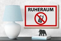 Holzschild Hinweis 18x12cm Ruheraum Handy verboten
