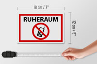 Holzschild Hinweis 18x12cm Ruheraum Handy verboten