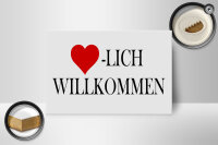 Holzschild Spruch 18x12cm Herzlich Willkommen Herz