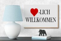 Holzschild Spruch 18x12cm Herzlich Willkommen Herz