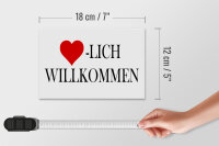 Holzschild Spruch 18x12cm Herzlich Willkommen Herz