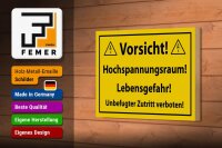 Holzschild Hinweis 18x12cm Vorsicht Hochspannungsraum