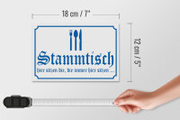 Holzschild Hinweis 18x12cm Stammtisch hier sitzen (weiß)