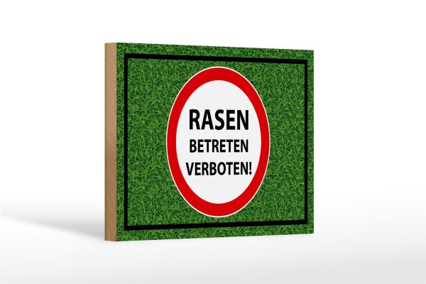 Holzschild Hinweis 18x12cm Rasen Betreten verboten Deko