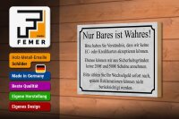 Holzschild Hinweis 18x12cm Nur Bares ist Wahres