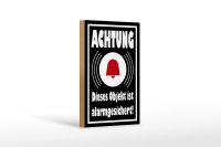 Holzschild Hinweis 12x18cm Achtung Objekt alarmgesichert