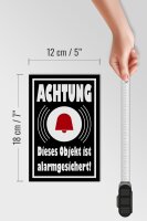Holzschild Hinweis 12x18cm Achtung Objekt alarmgesichert