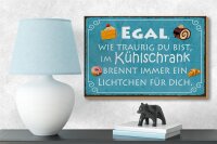 Holzschild Spruch 18x12cm traurig im Kühlschrank Lichtchen