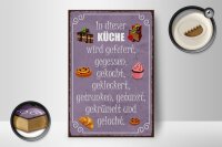 Holzschild Spruch 12x18cm in dieser Küche wird gefeiert
