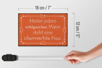 Holzschild Spruch 18x12cm hinter jedem erfolgreichen Mann