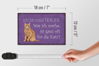 Holzschild Spruch 18x12cm bin total tierlieb oft für Katze