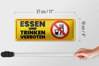 Blechschild Hinweis 27x10 cm Essen und Trinken Verboten Schild