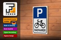 Holzschild Parken 12x18cm Parkplatz Radfahrer