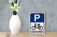 Holzschild Parken 12x18cm Parkplatz Radfahrer