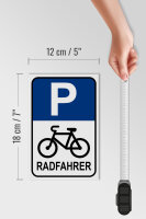 Holzschild Parken 12x18cm Parkplatz Radfahrer