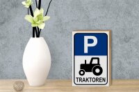 Holzschild Parken 12x18cm Parkplatz Traktor