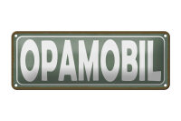 Blechschild Hinweis 27x10 cm Opamobil grünes Deko...