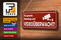 Blechschild Hinweis 27x10 cm Die gesamte Reitanlage wird videoüberwacht Schild