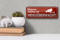 Blechschild Hinweis 27x10 cm Die gesamte Reitanlage wird videoüberwacht Schild