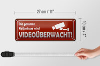 Blechschild Hinweis 27x10 cm Die gesamte Reitanlage wird videoüberwacht Schild