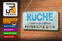 Blechschild Hinweis 27x10 cm Küche Eintritt nur für Hilfsbereite blaues Schild