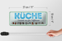 Blechschild Hinweis 27x10 cm Küche Eintritt nur für Hilfsbereite blaues Schild