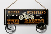 Blechschild Spruch 27x10 cm Ruhestand verbringe ich auf zwei Rädern Motorrad