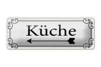Blechschild Hinweis 27x10 cm Küche Pfeil links Deko...
