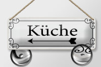Blechschild Hinweis 27x10 cm Küche Pfeil links Deko...