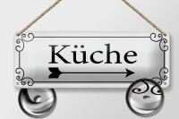 Blechschild Hinweis 27x10 cm Küche Pfeil rechts Deko...