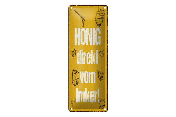Blechschild Hinweis 27x10 cm Honig direkt vom Imker Deko Schild