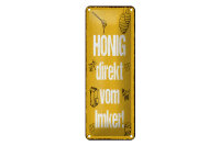 Blechschild Hinweis 27x10 cm Honig direkt vom Imker Deko Schild