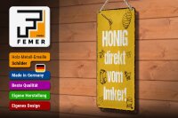 Blechschild Hinweis 27x10 cm Honig direkt vom Imker Deko Schild
