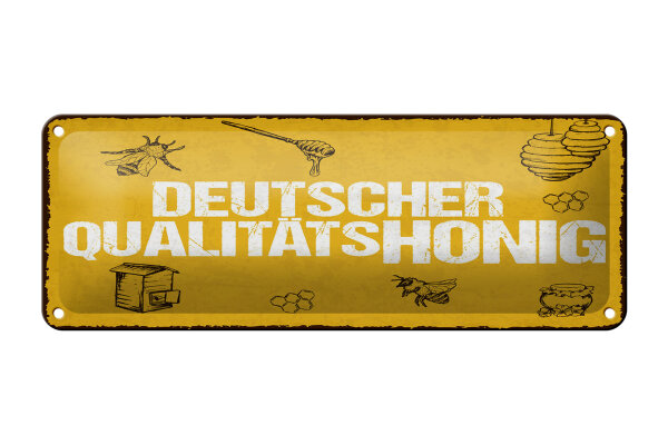 Blechschild Hinweis 27x10 cm Deutscher Qualitätshonig Honig Bienen Schild